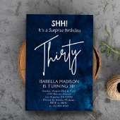三十人 |ネイビーブルー30thバースデーサプライズパーティー 招待状