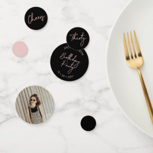 三十人  バラ金ゴールド&ブラックモダン30th誕生日 コンフェッティ