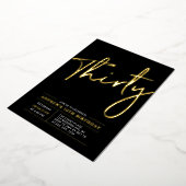 三十人 |モダン金ゴールド&ブラック30th誕生日パーティー 箔招待状 (回転した状態)