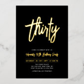三十人 | モダン Chic Script 30th Birthdayパーティー 箔招待状 (正面)