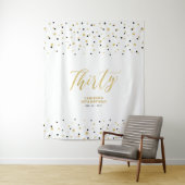 三十人 |金ゴールドとブラック30th誕生日パーティー背景 タペストリー (インサイチュ)