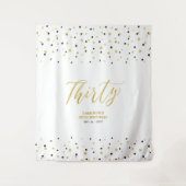 三十人 |金ゴールドとブラック30th誕生日パーティー背景 タペストリー (正面)