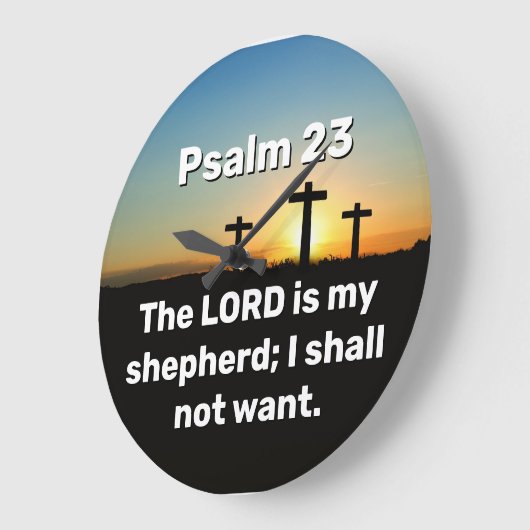 三十字架詩篇23日没バイブル聖句 ラージ壁時計 (傾斜)