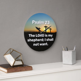 三十字架詩篇23日没バイブル聖句 ラージ壁時計