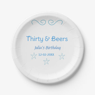 三十歳のビール好きのためのブルースターのスペイン語の誕生日ギフトに名前を入れよう ペーパープレート