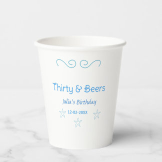 三十歳のビール好きのための青い星のスペイン語の誕生日名札 紙コップ