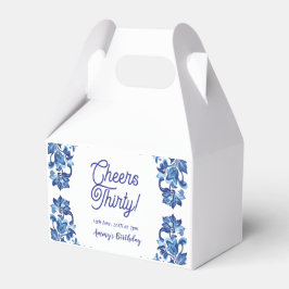 三十歳の誕生日おめでとう ロイヤルブルーの花の縁取り ナ フェイバーボックス