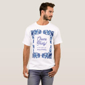 三十歳の誕生日おめでとう ロイヤルブルーの花の縁取り ナ Tシャツ (正面フル)