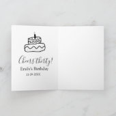 三十歳の誕生日おめでとう 黒の手描きケーキ カード (内部)