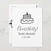 三十歳の誕生日ケーキ黒い落書き手 ポストカード (正面/裏面)