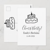 三十歳の誕生日ケーキ 黒い落書き 手 ポストカード (正面/裏面)