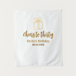 三十歳の黄色と茶色の誕生日パステルギフトにお祝いを タペストリー