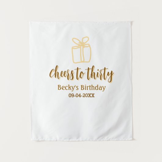 三十歳の黄色茶色の誕生日パステルギフトにお祝いを タペストリー (正面)