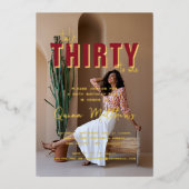 三十語を言う | 30th誕生日パーティー写真 箔招待状 (正面)