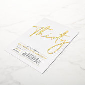 三十 |モダン金ゴールド30th誕生日パーティー 箔招待状 (回転した状態)