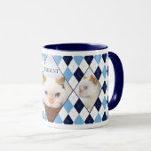 三叉の矛猫のアーガイル柄のなコーヒーMug_01 マグカップ (正面右)