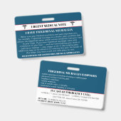 三叉神経痛 緊急医療カード バッジ (Front & Back)