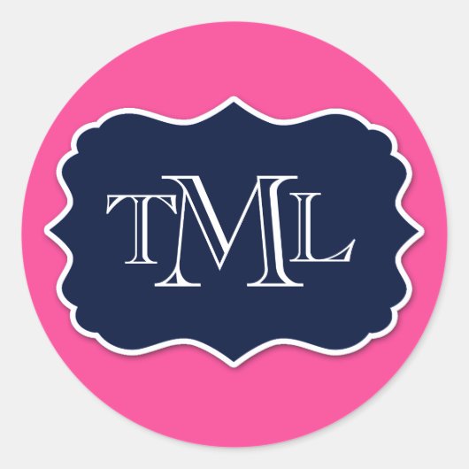 三名門私立校風のイニシャルモノグラム及びフレーム ラウンドシール (正面)