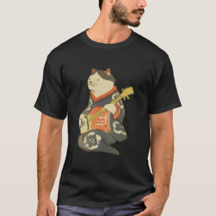三味線を弾く猫、ギター、Kuniyoshiの浮世絵を演奏している国芳猫 Tシャツ