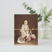 三味線東京芸者c.1870 ポストカード (スタンド正面)