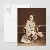 三味線東京芸者c.1870 ポストカード (正面/裏面)