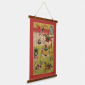 三国神社でプリントがサーカスを披露する 吊り下げ型タペストリー (傾斜あり)