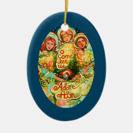 三天使、クリスマスの飾りを崇拝 セラミックオーナメント