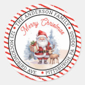 三太 |トナカイのクリスマスサークル差出人住所 ラウンドシール (正面)