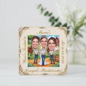 三女性のカーボーイブライダル農園の風刺画 (スタンド正面)