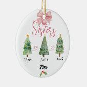 三姉妹クリスマスツリーと名前をカスタムする セラミックオーナメント (右)