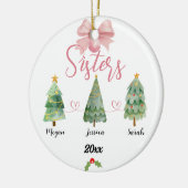 三姉妹クリスマスツリーと名前をカスタムする セラミックオーナメント (左)