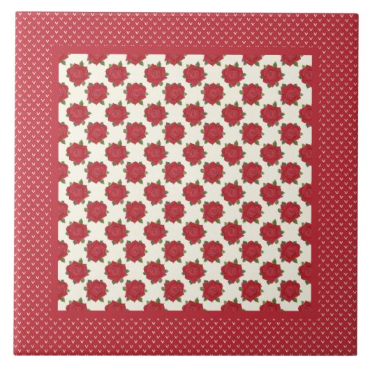 三徳用セラミックタイル:深い紅薔薇 タイル (正面)