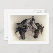 三手引き馬頭ヴィンテージ ポストカード (正面/裏面)