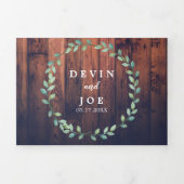 三折ウォーターカラーグリーナリー結婚式招待状 三つ折り招待状 (カバー)