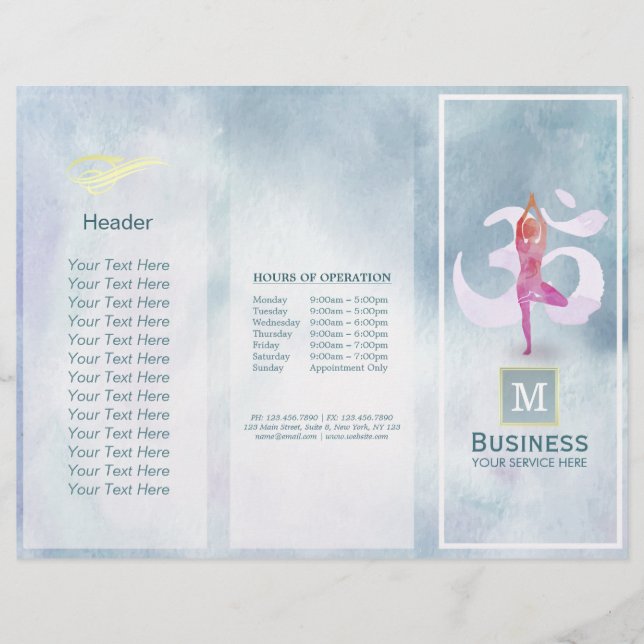 三折ヨガマッサージパンフレット瞑想ポーズルーム (正面)