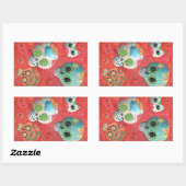 三日の死んだスカル 長方形シール (シート)