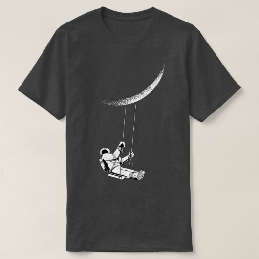 三日月おもしろいに宇宙飛行士が揺れる Tシャツ (デザイン正面)
