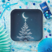 三日月からぶらさがるクリスマスの星 ペーパープレート (パーティー)