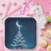 三日月からぶらさがるクリスマスの星 ペーパープレート (パーティー)