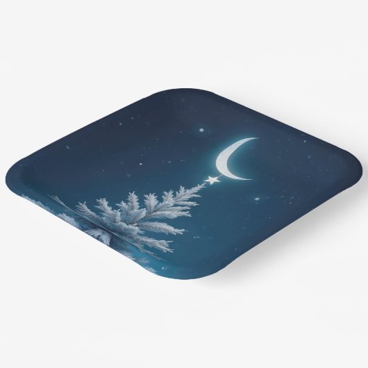 三日月からぶらさがるクリスマスの星 ペーパープレート (傾斜あり)