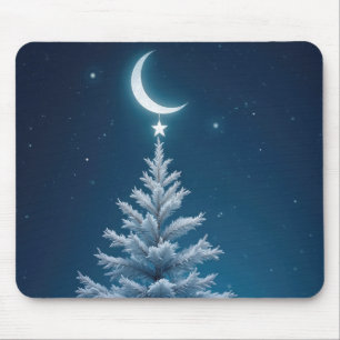 三日月からぶらさがるクリスマスの星 マウスパッド
