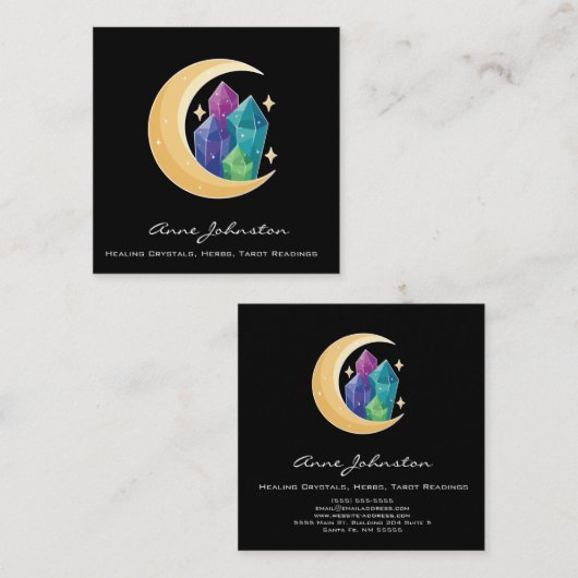 三日月とクリスタルスクエアビジネスカード スクエア名刺 (正面/裏面)