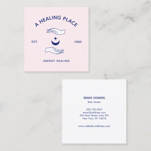 三日月とスターハンズエネルギー労働者 スクエア名刺 (正面/裏面)