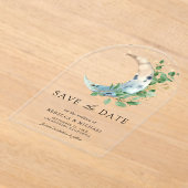三日月とユーカリのWedding Save the Date アクリル招待状 (レイダウン)