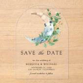 三日月とユーカリのWedding Save the Date アクリル招待状 (正面)