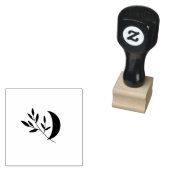 三日月とリーフモダンミニマル ラバースタンプ (押印)