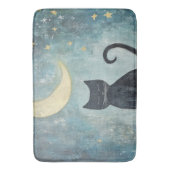 三日月と星と眠る黒猫 バスマット (正面縦)