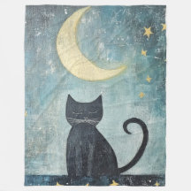 三日月と星と眠る黒猫