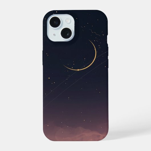 三日月と星のスマホケース iPhone 15ケース (裏面)