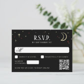 三日月と星のQRコード付き結婚式RSVP 出欠カード (スタンド正面)